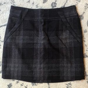 Loft purple black and grey checkered wool skirt